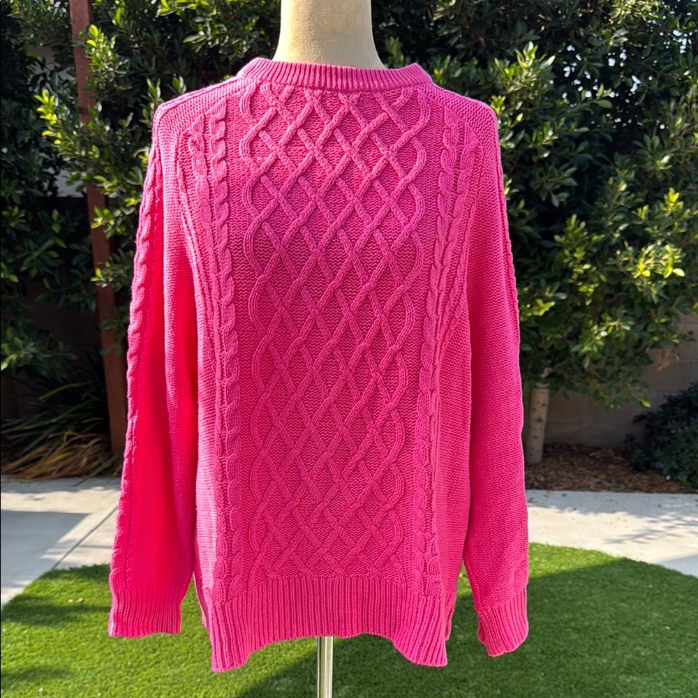 Women's Pink Cable Knit Sweater